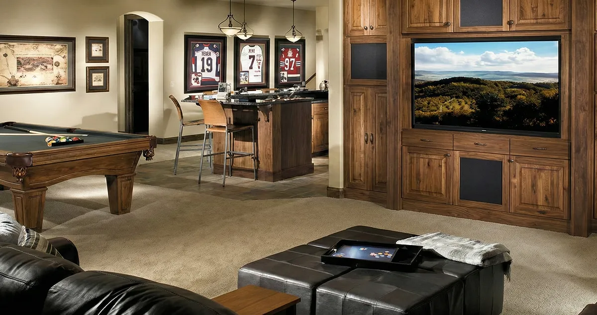 finished basement remodeling project transforming a basement into a comfortable living space in Columbus, OH